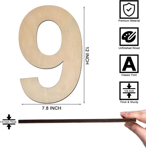 Miniatura 61 de Letra M de madera de 12 pulgadas de grosor, letra de madera grande sin terminar de 1/4 de pulgada de grosor para decoración de pared del hogar