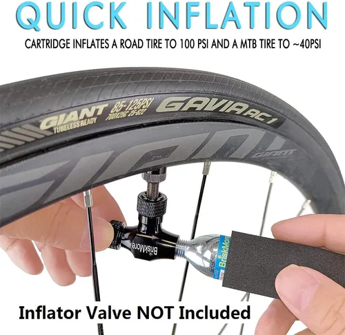 Miniatura 4 de BriskMore Cartuchos de CO2 roscados de 0.66 oz – para todos los infladores de neumáticos de bicicleta de CO2 con conexión roscada – Recarga