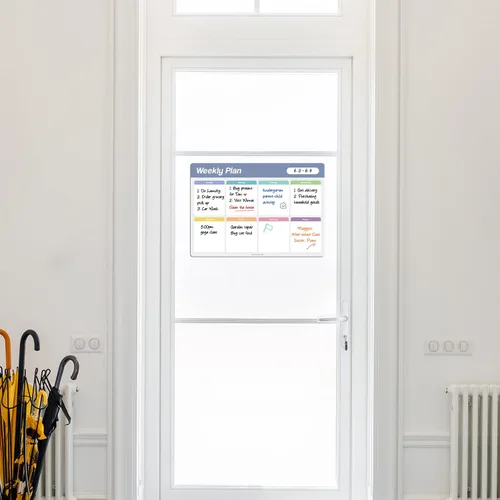 Miniatura 8 de Loukin Calendario Semanal de Borrado en Seco de 17"x11.8", Paquete de 2, Planificador de Pizarra Blanca de Adsorción Electrostática, Organizador