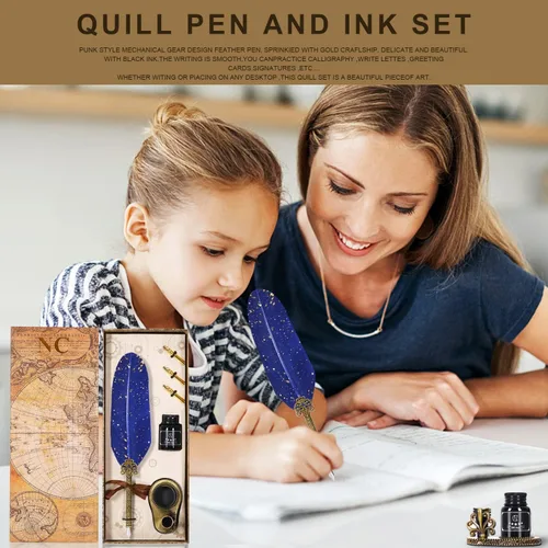 Miniatura 4 de NC Juego de bolígrafos de caligrafía de plumas, regalo ideal para vacaciones, cumpleaños y ocasiones especiales (azul)
