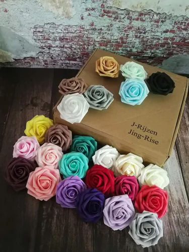 Miniatura 6 de 50 rosas artificiales de aspecto real verde menta con tallo para ramos de boda, centros de mesa, fiestas, baby shower, decoración del hogar