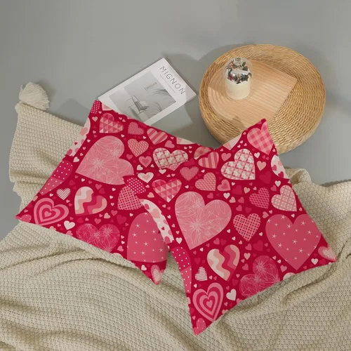 Miniatura 5 de AEIOAE - Juego de 2 fundas de almohada de San Valentín, de 16 x 16 pulgadas, rojo, con diseño de corazón de amor, fundas de almohada decorativas