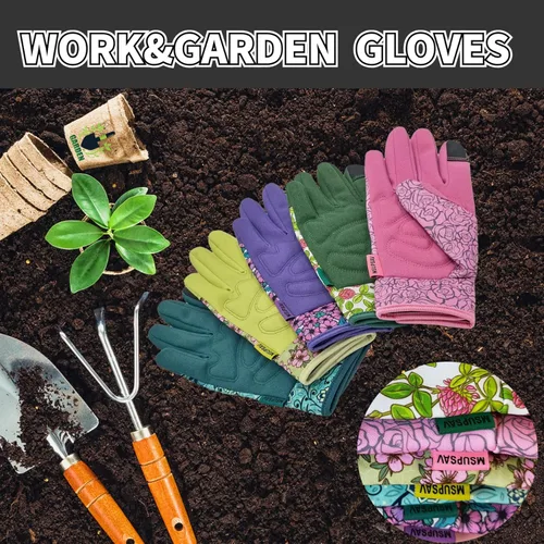 Miniatura 3 de Guantes de jardinería a prueba de espinas y resistentes a pinchazos con agarre, guante de jardín para mujer, regalos de cuero para trabajo en el 1