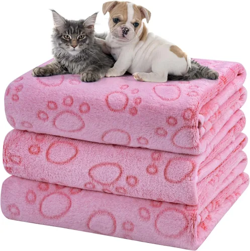 Miniatura 20 de Dono 1 paquete de 3 mantas para perros, manta de forro polar suave y esponjosa para mascotas, tapete cálido para dormir, diseño de huellas