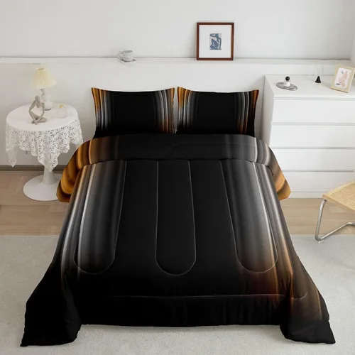 Miniatura 12 de Feelyou Juego de edredón geométrico degradado para adolescentes, tamaño individual, para niños y mujeres, azul, rojo y negro, juego de ropa de cama