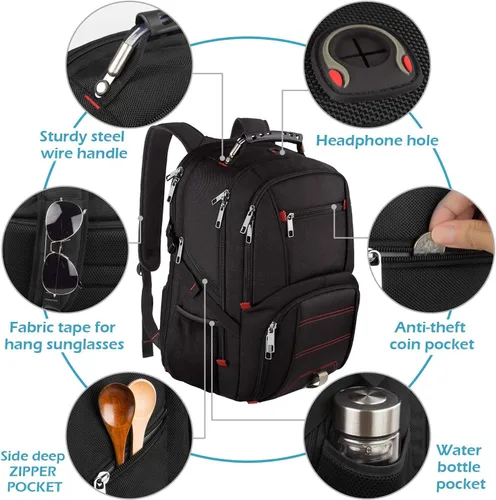 Miniatura 6 de Mochila de viaje para portátil, capacidad extra grande, compatible con TSA y puerto de carga USB, impermeable, para hombre y mujer, para negocio