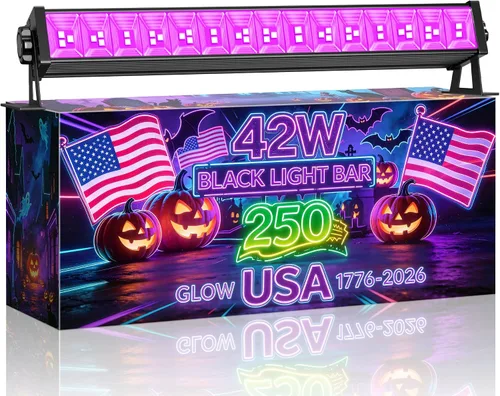 Barra de Luz Negra LED Mejorada de 42W, Luz de Inundación de Luz Negra con Enchufe+Interruptor+Cable de 5.9 pies, Ilumina Área de 24x24 pies, para
