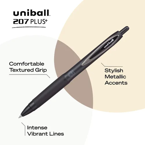 Miniatura 3 de Bolígrafos de gel retráctiles uniball™ 207 Plus+, punta media (0,7 mm), surtidos, paquete de 6