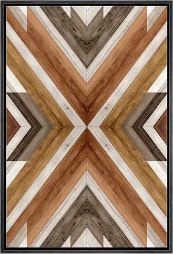 Miniatura 38 de IDEA4WALL Lienzo enmarcado para pared, decoración occidental, collage de polígonos de diamantes, paneles geométricos abstractos de madera, arte