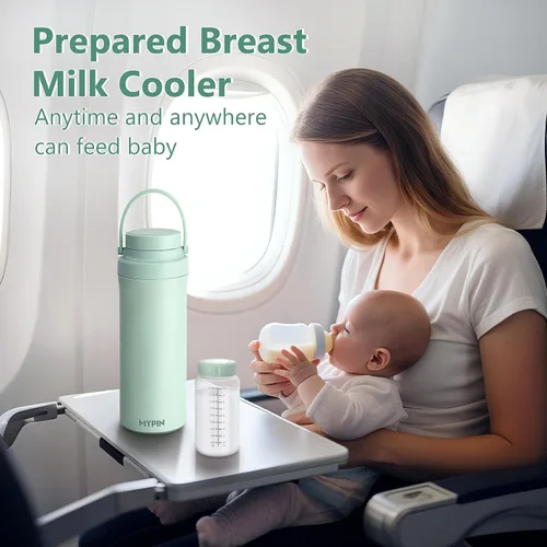 Miniatura 4 de MYPIN Enfriador portátil de leche materna de 22 onzas para exteriores, tubos de enfriamiento de 360° durante 24 horas con 2 biberones de bebé