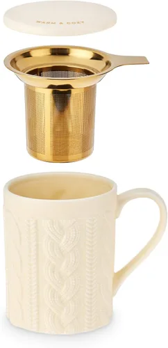 Miniatura 8 de Pinky Up Annette - Taza de té de hojas sueltas, taza de viaje de cerámica con infusor y tapa, para el trabajo, oficina, picnic, campamento, fiesta