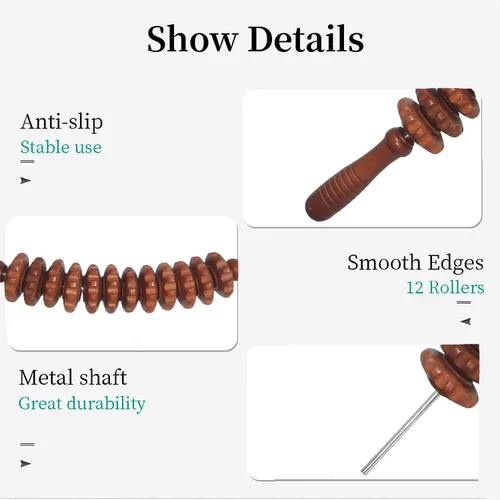 Miniatura 5 de Herramientas de masaje de terapia de madera, rodillo de masaje curvado para esculpir el cuerpo, masajeador de drenaje linfático, kit