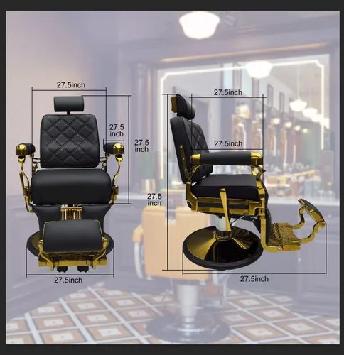 Miniatura 3 de MYS - Silla de peluquería vintage reclinable, hidráulica de alta resistencia, capacidad de 550 libras, respaldo ajustable de 160°, cuero resistente