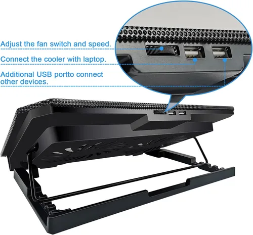 Miniatura 4 de Almohadilla de enfriamiento para laptop, soporte enfriador para laptop, almohadilla de enfriamiento para portátiles de juegos de 11 a 15.6 pulgadas