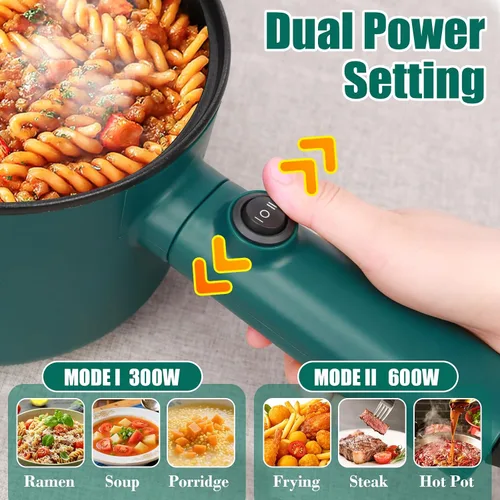 Miniatura 2 de Olla eléctrica, olla de ramen de 1.8 L, cocina portátil, sartén antiadherente, olla eléctrica para pasta, huevo, filete, protección contra