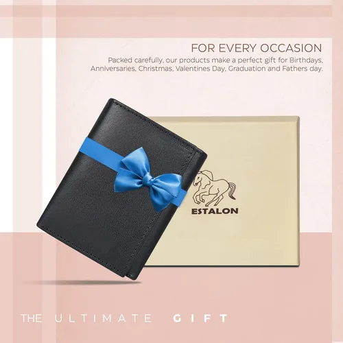Miniatura 5 de ESTALON Slim RFID Wallets for Men - Genuine Leather Front Pocket Trifold Wallet