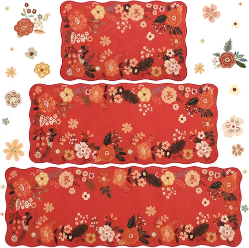 Miniatura 8 de Homcomoda Alfombras florales de cocina para piso, 3 piezas, alfombra de cocina antideslizante de granja, alfombra de cocina lavable, antideslizante