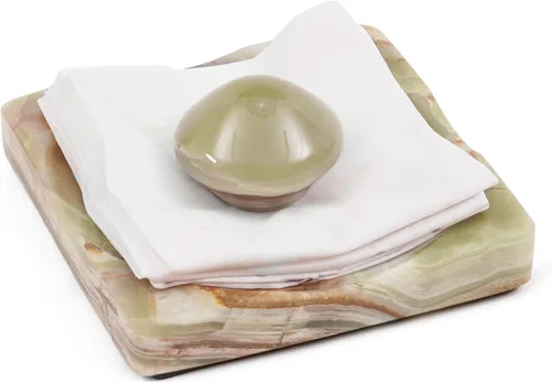 Servilletero de cóctel de mármol con peso, moderno servilletero cuadrado para mesa, servilletero pesado decorativo para comedor en interiores y Verde