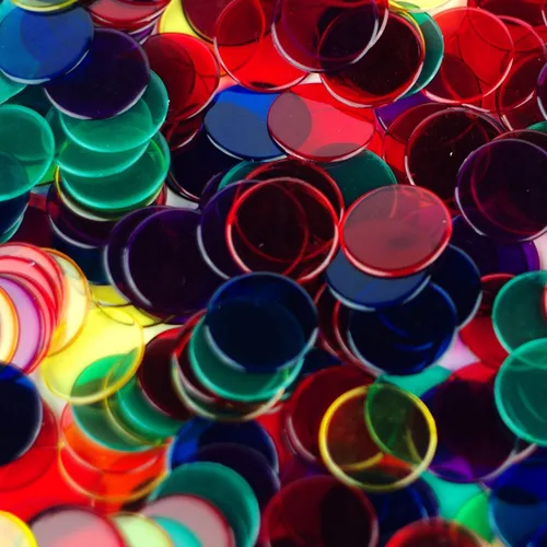 Miniatura 9 de MR CHIPS Fichas de bingo de plástico para juegos de bingo, 300 unidades, fichas de conteo de colores sólidos y transparentes, 19 opciones