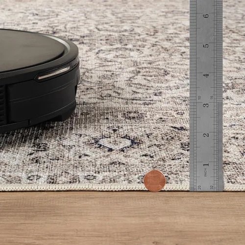 Miniatura 9 de Bloom Rugs - Alfombra lavable, antideslizante, de 1,83 x 2,74 m, color beige/blanco claro con borde tradicional, para sala de estar, dormitorio