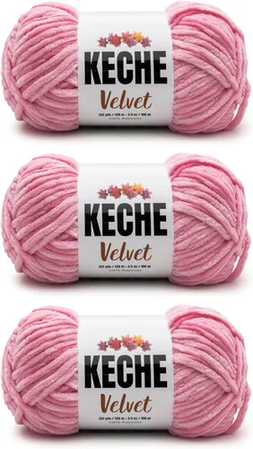 Miniatura 90 de Keche Hilo de terciopelo para ganchillo, manta de felpilla suave, voluminosa, hilo amigurumi, 3.53 oz (132 yardas), color azul bebé