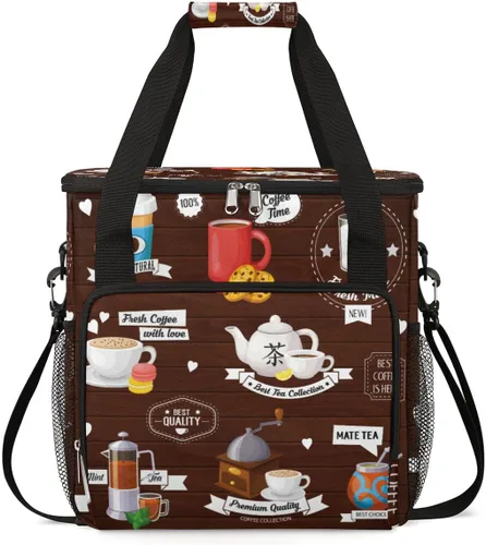 Miniatura 17 de Bolsa de transporte con diseño de acuarela para cafetera de granos de café, bolsa tote de almacenamiento y viaje para café, compatible con cafetera
