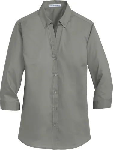 Miniatura 8 de Port Authority Camisa de sarga con botones SuperPro de manga 3/4 para mujer