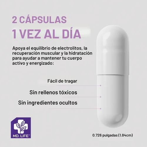 Miniatura 3 de MD. Life Suplemento de potasio y magnesio - 60 cápsulas - Complejo de magnesio de alta absorción - Suplemento de potasio para apoyar la salud