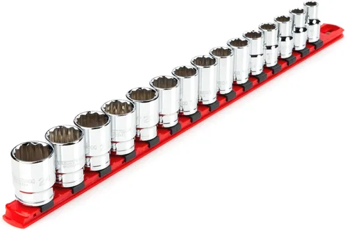 Miniatura 14 de TEKTON SHD92121 - Juego de llaves de vaso de 12 puntos con rieles y bandeja, 23 piezas (0.394-1.260 in)