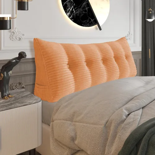 Miniatura 66 de Almohada de cabecera gruesa totalmente rellena individual XL, cabecero acolchado de dormitorio, soporte suave y firme, cojín grande triangular, Azul