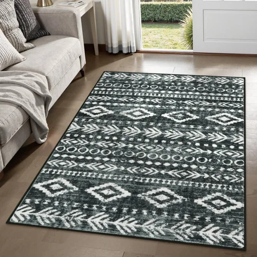 Miniatura 40 de Lahome Alfombra bohemia marroquí para entrada, lavable, de 2 x 3 pies, color gris y blanco, antideslizante, ultra fina, suave, rústica con estampado