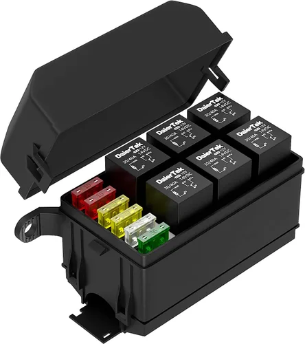 DaierTek Caja de relé de 12 V, 6 ranuras, bloque de relé de fusibles, 6 ranuras ATC/ATO, bloque de fusibles y relé con relé, kit universal de caja 6