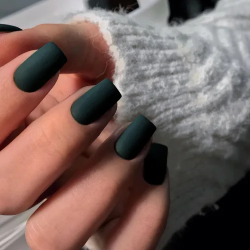 Miniatura 24 de KQueenest Uñas Postizas de Presión Azul Real Cortas Medianas Cuadradas con Pegamento, Juego de Uñas Falsas Sólidas Oscuras Cortas Ataúd Acrílicas