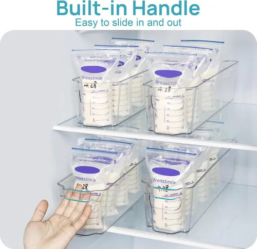 Miniatura 5 de Vtopmart Juego de 4 recipientes de almacenamiento para leche materna, contenedores organizadores transparentes para congelador y refrigerador