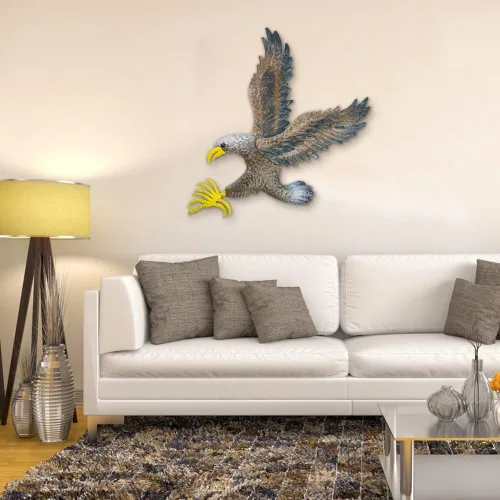 Miniatura 16 de VEWOSTAR Arte de pared de metal para sala de estar, decoración del hogar, hojas coloridas, escultura de pared, árbol de la vida, hecho a mano