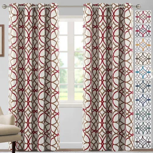 Miniatura 44 de H.VERSAILTEX Cortinas opacas con diseño impreso de 54 pulgadas de largo, juego de 2 paneles de cortinas con aislamiento térmico para dormitorio