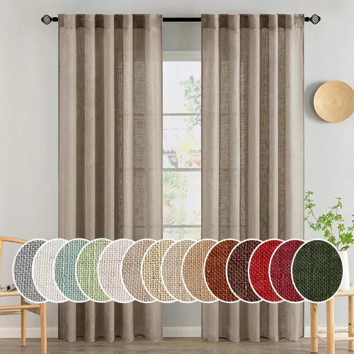 Miniatura 56 de MIULEE Cortinas de lino blanco de 108 pulgadas de largo para dormitorio, sala de estar, cortinas de ventana con textura de lino suave y grueso, Lino
