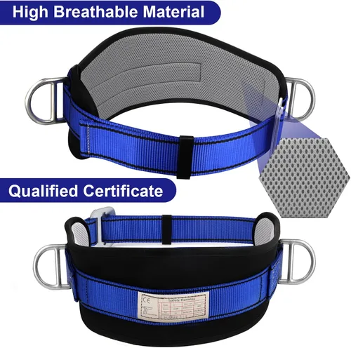 Miniatura 4 de Trsmima - Cinturón de seguridad para escalar, cinturón de escalada con almohadilla para la cintura y 2 anillos D, kit de cinturón de seguridad