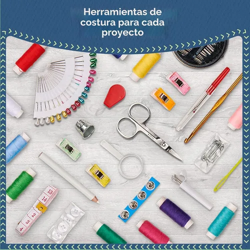 Miniatura 8 de ARTIKA Kit de costura para adultos y niños (94 PIEZAS) - Juego pequeño para principiantes con hilo multicolor, agujas, tijeras, dedal y pinzas