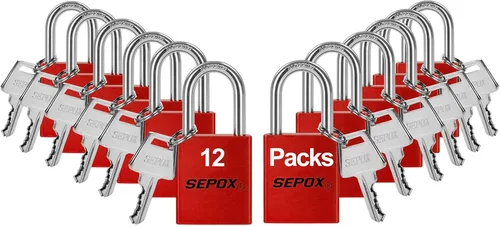 Miniatura 14 de SEPOX® Candados ultra duraderos y antioxidantes para exteriores, con diferentes llaves, negro, 1.496 in (1-1/2 pulgadas) de largo, paquete de 24