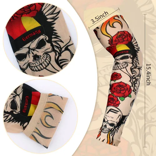 Miniatura 4 de Juego de 12 mangas temporales para tatuaje, para hombres y mujeres, Multicolor-C