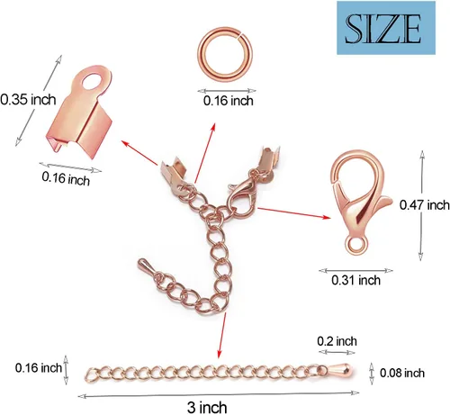 Miniatura 3 de Juego de 580 piezas de accesorios para fabricación de joyas, incluye 250 conectores de anillo de salto abiertos, 250 tapas de extremo de cable Oro