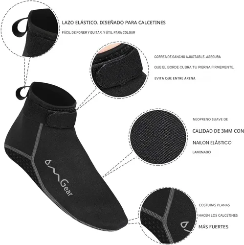 Miniatura 2 de Calcetines de agua de neopreno, calcetines de playa tipo botines de 0.118 pulgadas, con costuras invisibles antideslizantes para traje de neopreno