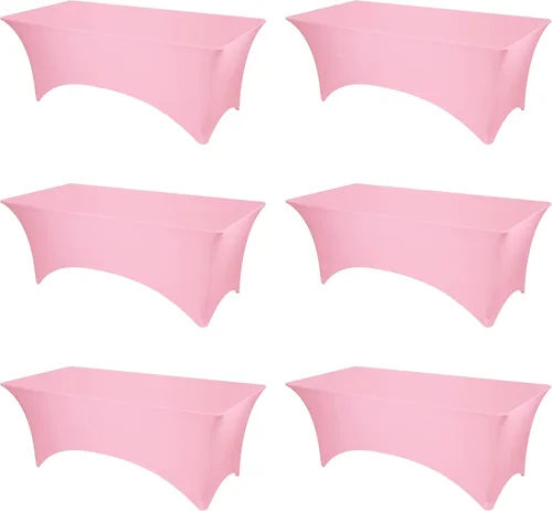 Miniatura 14 de BRILLMAX Paquete de 6 Fundas de Mesa Ajustadas de Spandex Blancas – Manteles Elásticos de 8 pies para Mesas Rectangulares Plegables de 8 pies, Tela