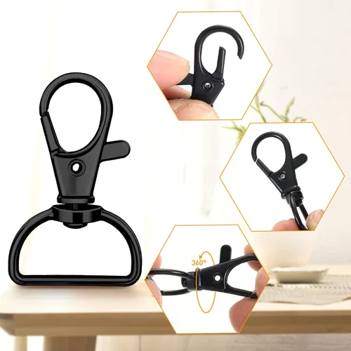 Miniatura 3 de Hotop 35 piezas de cierres giratorios para llavero, gancho de clip de metal de langosta con anillos en D para llavero, bolso, hardware, proyecto