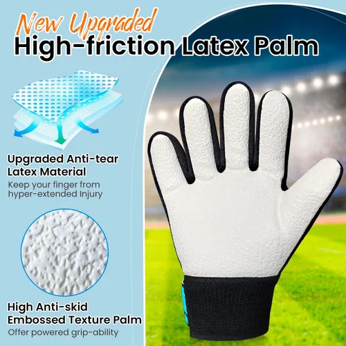 Miniatura 3 de Jalunth Guantes de portero de fútbol para niños y jóvenes, guantes de portero de campo para niños y niñas, guantes de entrenamiento con agarre