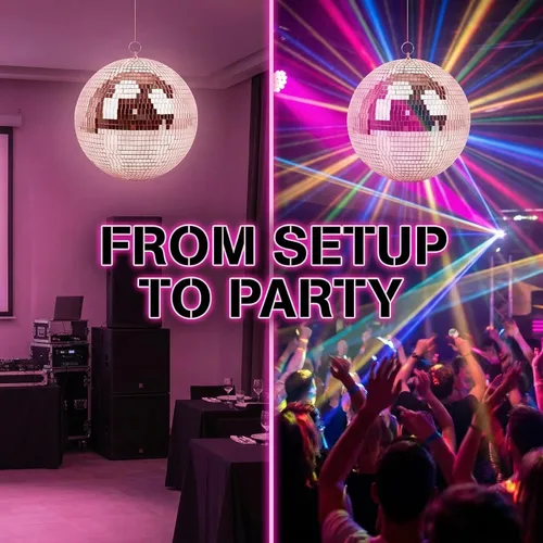 Miniatura 7 de Bola de espejo para DJ de discoteca, club, fiesta, boda, decoración del hogar, Muscab, bola de discoteca de 12 pulgadas con anillo para colgar, oro