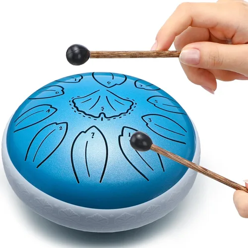 Miniatura 2 de Lronbird Tambor de lengua de acero, instrumento de percusión de 11 notas de 6 pulgadas para educación musical, meditación, relajación, calmante