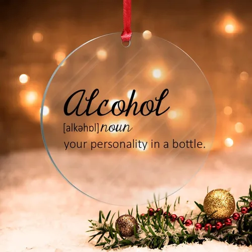 Definición de sustantivo de alcohol, adorno acrílico de Navidad, decoración de árbol de Navidad, definición divertida, adorno de árbol de Navidad,