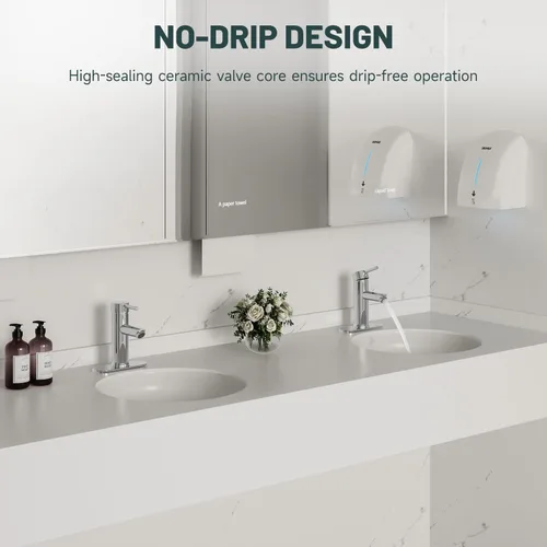 Miniatura 8 de Grifo mando de una sola pieza para fregadero de baño con desagüe desplegable sin desbordamiento Cromo
